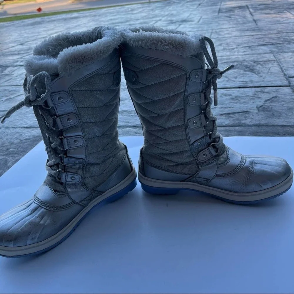SOREL x Disney Frozen Silver Snow Boots Girls Waterproof Size 5